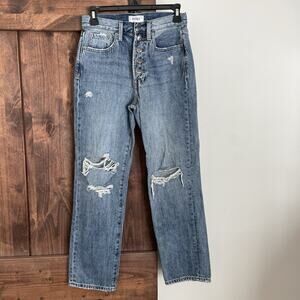 Pistola Charlie Exposed Button Fly Jeans Size 25 Straight Crop Pulse Distressed